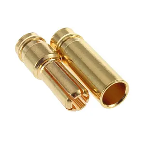 Conectores de bala sólida de bajo perfil tipo soldadura, ahorra peso, 5,0mm, conector banana chapado en oro o plata, macho y hembra