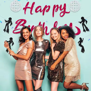 Hstyle Disco Tema Fiesta de cumpleaños Decoración 70s Tema Disco <span class=keywords><strong>Fever</strong></span> Dancer Party Supplies Dancing Disco de baile Feliz cumpleaños Banner - Product Image 3