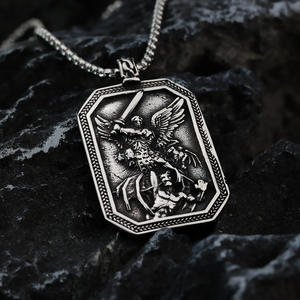Collar con Colgante de Acero Inoxidable para Hombre, Diseño de Caballero Ángel, Estilo Hip Hop, Retro, Regalo, Joyería - Product Image 1