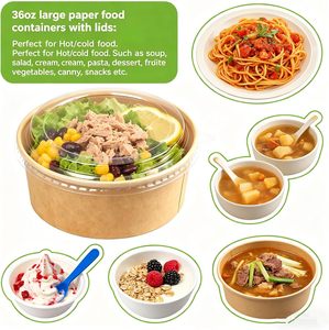 Venta al por Mayor de Fábrica: Envases y Tazones de Papel Kraft Biodegradables Desechables para Alimentos, Impresiones Personalizadas, Rectangulares, 500ml/17oz - Product Image 2