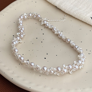 Collar de Lujo Ligero con Cuentas Florales de Cobre y Circones, Estilo Palacio, Cadena para Clavícula, Regalo para Mujer - Product Image 1