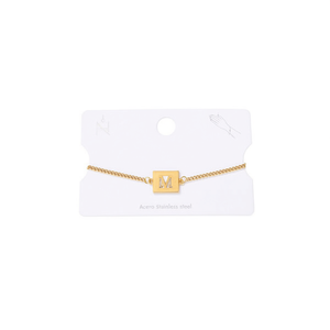 Bracciale in Acciaio Inossidabile 12x14cm con Lettera M Placcato Oro, Unisex, Regalo alla Moda - Product Image 3