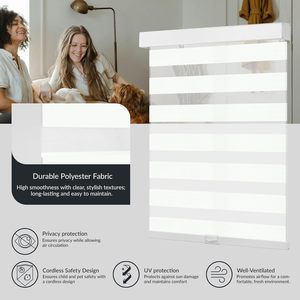 Estika No-Drill Day Night Zebra Style <strong>Roller</strong> <strong>Blind</strong> Dark <strong>Grey</strong> 30 X 150 cm Double Fabric Pull Chain Interior Windows Light - Product Image 4
