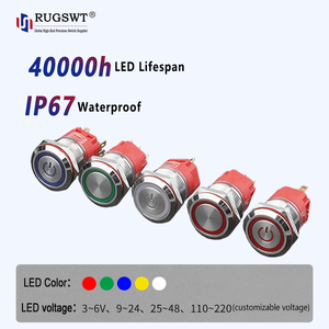 Interruptor de Botón Pulsador Iluminado <span class=keywords><strong>con</strong></span> Anillo Verde de 19 mm, 2NO2NC, Momentáneo, para <span class=keywords><strong>Timbre</strong></span> de Puerta, IP65, Resistente al Agua - Product Image 5