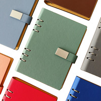 Carnet à spirales A5 en cuir PU, 6 anneaux, rechargeable, avec fermeture élastique, pour le bureau, l'école et les affaires