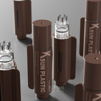 Flacon compte-gouttes de sérum 10 ml couleur personnalisée, seringue cosmétique sans air noire de luxe avec rouleau de massage