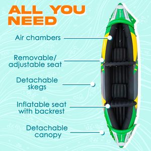 Kayak inflable de PVC para 2 personas de 320 <span class=keywords><strong>CM</strong></span> con toldo de sol desmontable exclusivo Color verde para adultos Deportes acuáticos al aire libre - Product Image 2