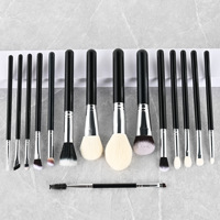Set kuas rias wajah kustom Label pribadi Vegan mewah grosir kualitas tinggi harga rendah pabrik tata rias profesional 15 buah