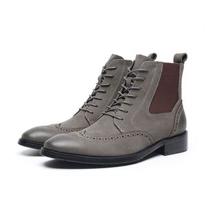 Winter New Ankle for <b>Boots</b> for Men Waterproof Leather <b>Boots</b> Workwear Style Top-grade Cowhide Trendy Grey - Product Image 5