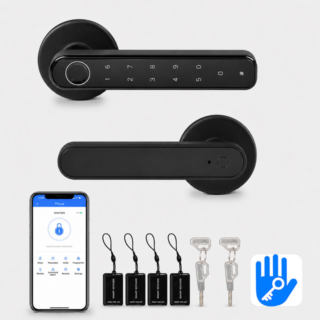 Aluminum Alloy Fingerprint Door Lock Smart Home Security TTLock App Remote Password Key Card Smart Door Lock with Tuya APP