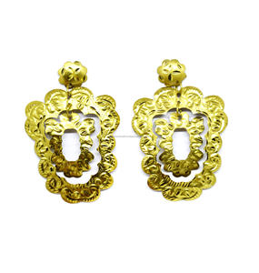 Bijoux européens Culture 2024 Brass Casual Jewelry Festival Boucles d'oreilles Boucles d'oreilles colorées martelées Gants de fête pour femmes - Product Image 4