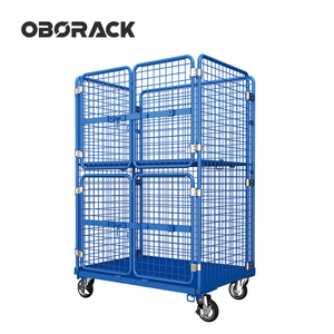 Aanpasbare <span class=keywords><strong>Oem</strong></span> Vierwielige Opvouwbare Logistieke Trolleys 500Kg Capaciteit Staalgaas Opslagrol Pu Gepoedercoat Gelast Staal - Product Image 1