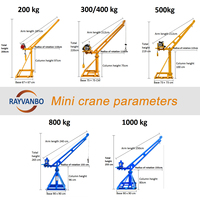 Mini-grue mobile à commande manuelle 300kg 400kg 500kg 1000kg, petite grue de levage portable avec treuil électrique