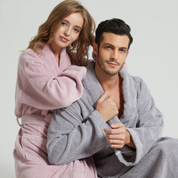 Bata de Baño Térmica de Algodón Puro para Hotel, Camisón para Padres e Hijos, de Secado Rápido, Transpirable, Manga Corta, Unisex, Otoño Invierno, Gruesa