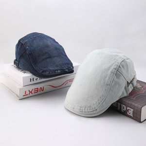 Sombrero de vendedor de periódicos Retro americano Sombrero de <span class=keywords><strong>pintor</strong></span> japonés que combina con todo Estilo británico Sombrero de logotipo imprimible informal de verano - Product Image 1