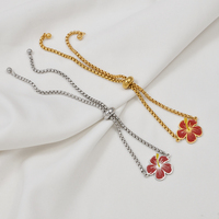 Bracelet en acier inoxydable avec breloque fleur d'hibiscus hawaïenne pour femme, cadeau d'anniversaire pour mère, bijoux de Guam et de Porto Rico # 511962