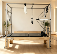 Reformer Pilates Cadillac en Bois d'Érable 3-en-1 avec Tour Complète et Poulies Réglables – Équipement d'Entraînement pour Studio et Salle de Sport à Domicile