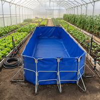 Bassin à poissons pliable en bâche PVC avec support en acier galvanisé, réservoir d'aquaculture commercial extérieur