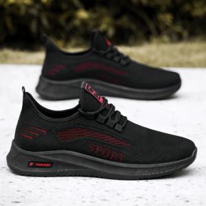 Nuove Scarpe Sportive <span class=keywords><strong>Grigie</strong></span> da Uomo, Traspiranti in Maglia con Lacci, Suola Antiscivolo, Scarpe Casual da Passeggio - Product Image 1