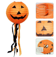 Lanternes d'Halloween en Papier Citrouille Sorcière Squelette Chauve-Souris Suspendue Jack-O '-Lantern Intérieur Extérieur Fête Décoration Accessoires 8 pouces