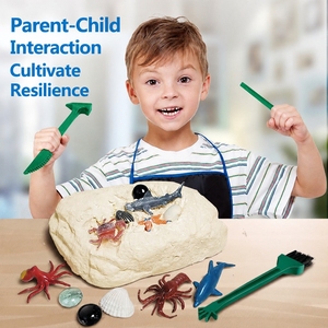 Kit d'excavation d'œufs de dinosaures éducatif pour enfants, jouet de fouilles DIY, œuf surprise à déterrer, jouet scientifique d'apprentissage d'archéologie avec outils - Product Image 1