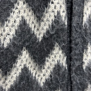 Black <b>White</b> Zigzag Knit <b>Cardigan</b> Men <b>Chunky</b> Cable Pullover Sweater Loose Fit Autumn Winter - Product Image 5