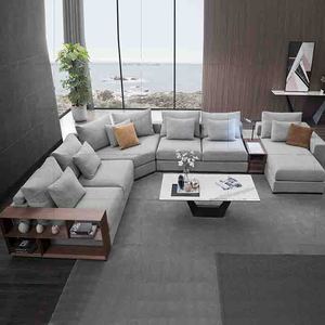 Sofá Moderno en Forma de <span class=keywords><strong>L</strong></span>, Sofá Seccional <span class=keywords><strong>Modular</strong></span>, Juego de Muebles para Sala de Estar, Sofás de Tela - Product Image 4