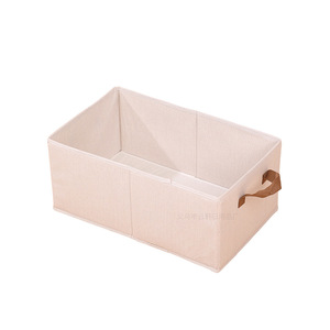 Double Layer Cotton Linen <b>Storage</b> <b>Box</b> Foldable Lidless Rectangle Fabric Webbing Handles Clothing <b>Storage</b> <b>Drawer</b> Organizer - Product Image 4