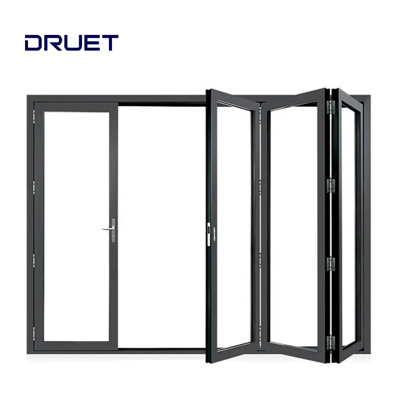 American hot sale aluminum folding door glass bi-fold door modern design black interior folding door