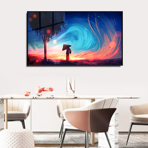 Pintura de porcelana de cristal moderna, luces LED colgantes, marco negro, arte de pared <span class=keywords><strong>para</strong></span> el hogar, <span class=keywords><strong>para</strong></span> <span class=keywords><strong>comedor</strong></span>, sala de estar - Product Image 4