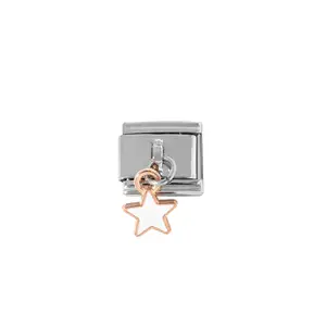Italian Design Single Section Pentagram DIY 9mm Stainless Steel Charm Bracelet