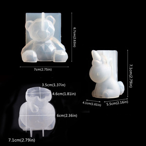3D <b>Silicone</b> DIY Geometric Three-Dimensional Bear, Deer, Cat Animal Ornament Cake Decoration and Soap Making <b>Tool</b> Mold - Product Image 5