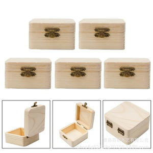 Caja de Almacenamiento de Madera Maciza, Cuadrada, de Pino, Sin Acabado, Hecha a Mano, para Regalos, Artesanías, Joyería - Product Image 5