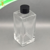 Grand bouteille de parfum en verre pour huiles, diffuseur rectangulaire vide, avec capuchon noir, 250ml, 1 pièce