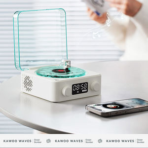 Lecteur de disques vinyles rétro avec haut-parleur, horloge numérique et aide au sommeil à bruit blanc, audio portable de bureau pour la décoration intérieure et les cadeaux - Product Image 3