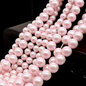 Perle di Vetro Rotonde di Alta Qualità, Imitazione <span class=keywords><strong>Swarovski</strong></span>, Colore Rosa Chiaro Crema, per Creazione di Gioielli - Vendita Stock - Product Image 5
