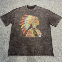 T-shirt vintage pour homme, coupe oversize et courte, style streetwear, avec impression de logo personnalisée, en tissu épais et effet vieilli