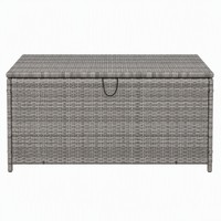 Grande boîte de rangement extérieure grise en rotin PE avec doublure imperméable