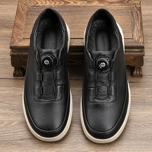 Chaussures de marche pour hommes en cuir véritable, bout rond, semelle extérieure en EVA, doublure en peau de porc, légères, avec boucle automatique - Product Image 3