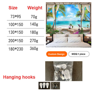 <span class=keywords><strong>Tapisserie</strong></span> <span class=keywords><strong>murale</strong></span> à thème paysage tropical, océan bleu, ciel et île, avec végétation, pour la décoration de chambre et de salon - Product Image 2