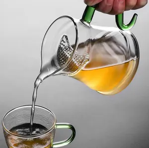 带滤网和盖子的玻璃杯批发花柄杯花茶透明耐热300毫升玻璃饮用