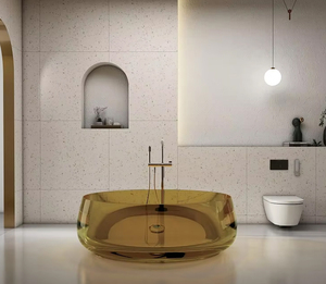 Bañera Moderna de Resina Transparente Ecológica, Forma Ergonómica para Masajes, Bañera de Remojo, Resina No Tóxica, Incluye Desagüe para Hoteles y Villas - Product Image 2