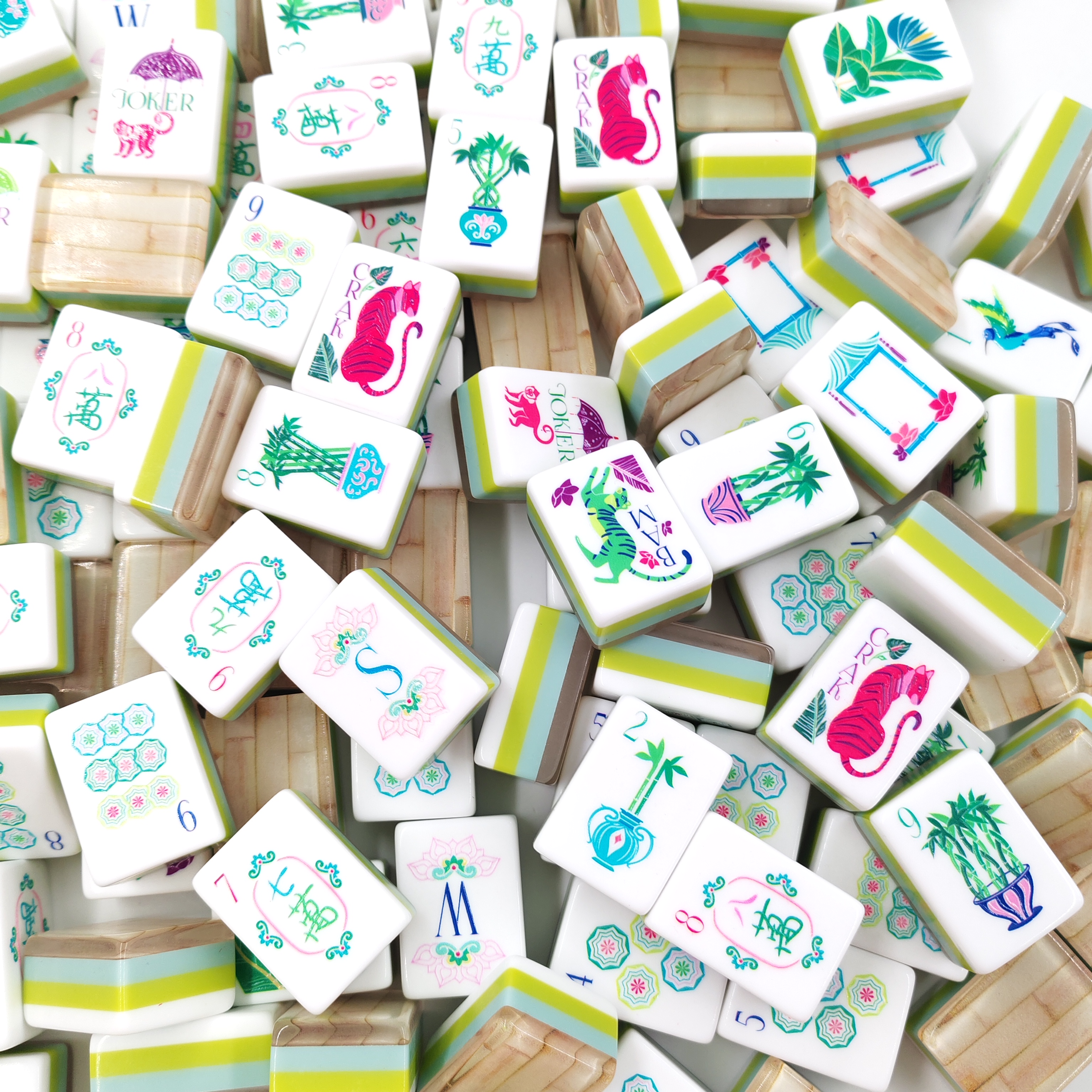 Palm Royale Mahjong Tiles-Bamboo green