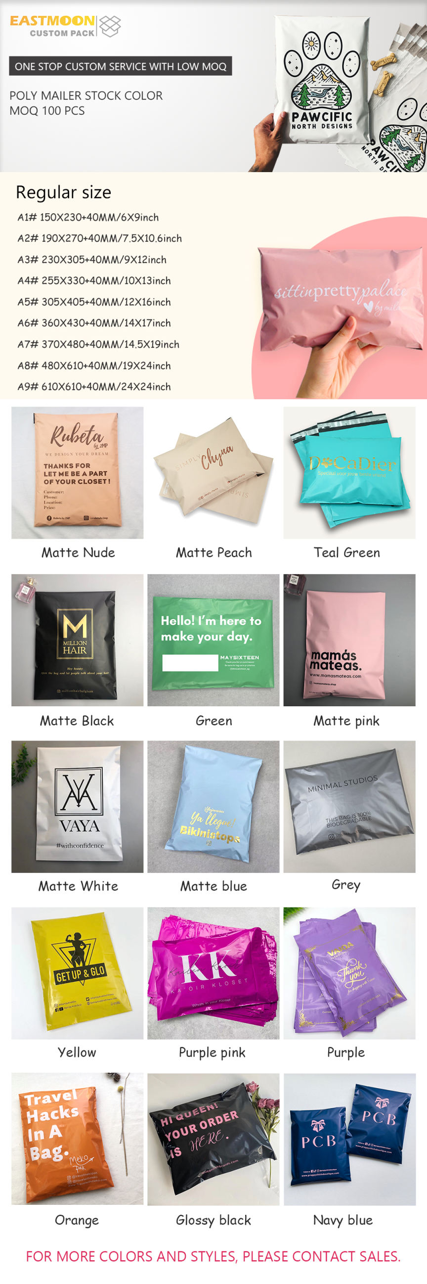 biodegradable wholesale high quality peach custom printed rose logo poly pack mailers plastic packaging bag for clothing