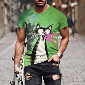 Camiseta de Hombre con Estampado de Trébol Degradado, Manga Corta, Corte Holgado, Impresión Digital, Transpirable, 100% Poliéster, Tejido de Punto, Ropa Casual - Product Image 2