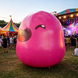 Mascotte gonflable géante WINSUN, visage souriant rose, personnage de dessin animé mignon en PVC pour les festivals, les événements, la publicité en plein air - Product Image 1