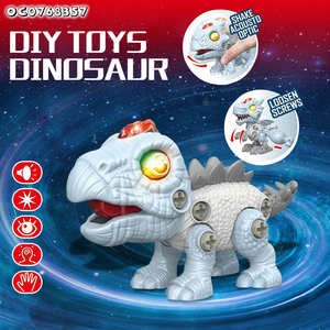 Autres jeux de rôle et jouets éducatifs pour la petite enfance : petit stégosaure en plastique à assembler soi-même, jouets dinosaures marcheurs avec lumières et sons - Product Image 2