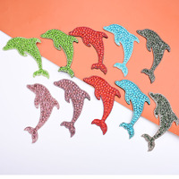 Nouveau produit : Patch à coudre en tissu avec strass et perles, motif dauphin 3D, pour la décoration de chaussures à talons hauts, jeans, poches et chapeaux