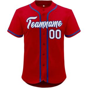 Custom Baseball Jersey Men Women Unisex Red Blue White Stitched Tackle Twill Button <b>Down</b> Plus Size Teamname 00 Sports Apparel - Product Image 1