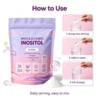 Poudre de Myo & D-Chiro Inositol 40:1 Marque Blanche pour l'Équilibre Hormonal Féminin, la Santé Ovarienne, Supplément de Vitamine D3 et de Zinc